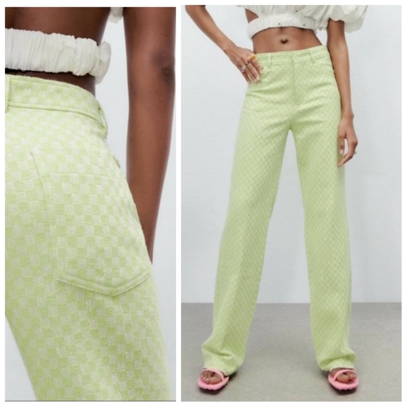 Zara Pants & Jumpsuits Zara Jacquard Textured Wide Leg Trouser